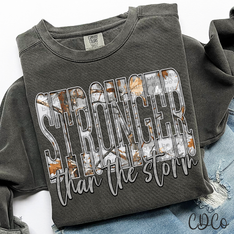 Stronger Than The Storm Gray Camo 6780 DTF