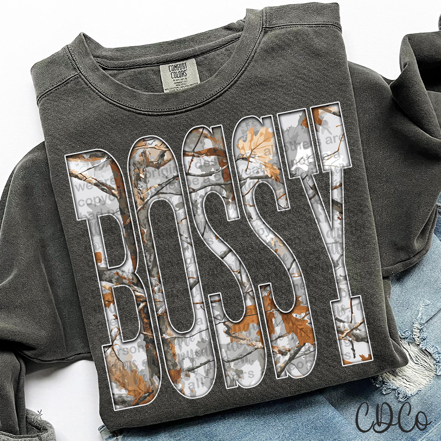 Bossy Gray Camo 6783 DTF