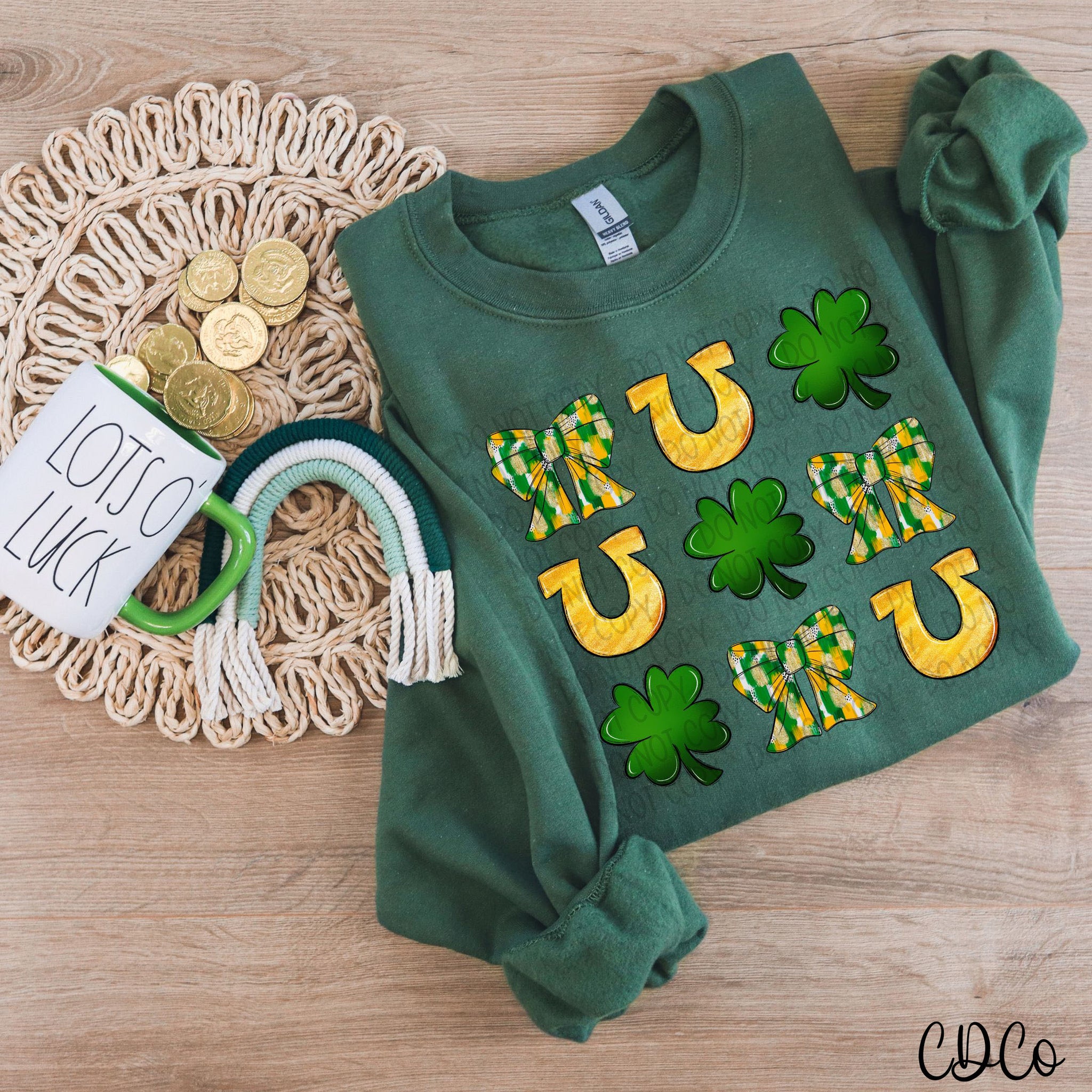 St Patricks Grid Bow Shamrock Horseshoe 4031 DTF