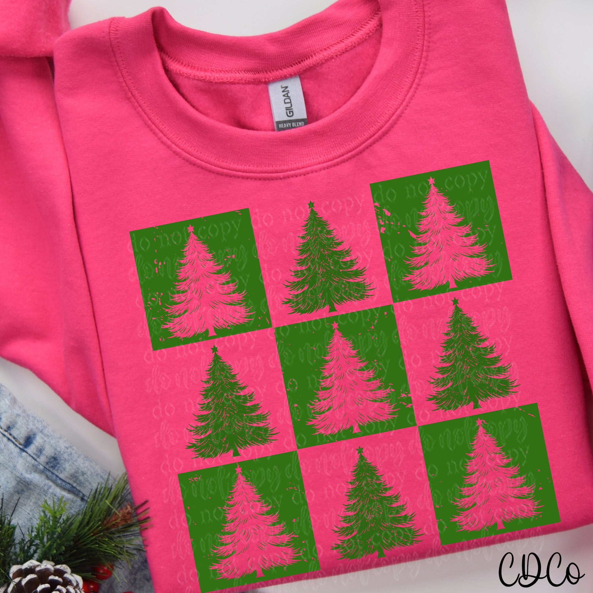 Christmas Tree Grid Grunge 2306 DTF