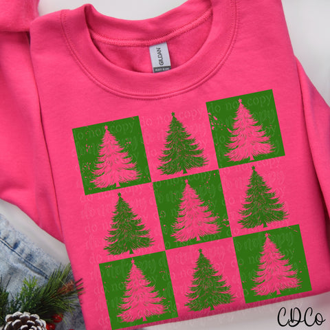 Christmas Tree Grid Grunge 2306 DTF