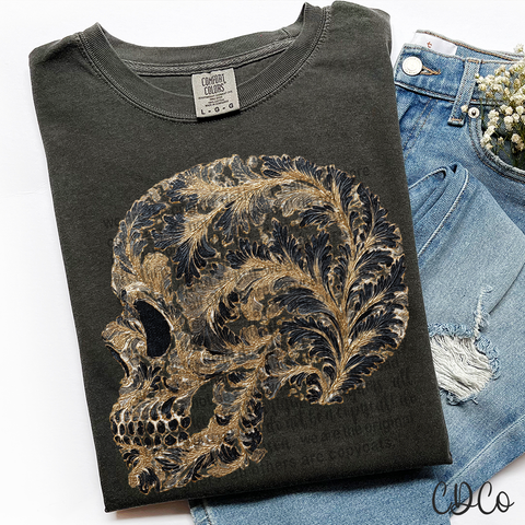 Hand Painted Flourish Skull 6556 DTF