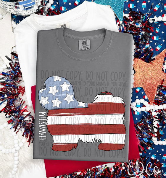 Patriotic Dog White Text 4 of 7 DTF