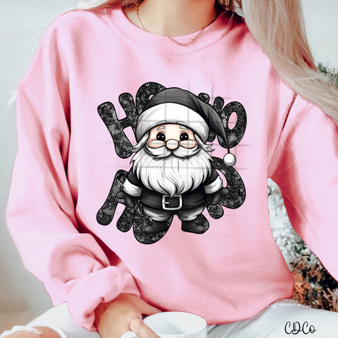 Bling Blackout Ho Ho Ho Santa Faux Sequin DTF