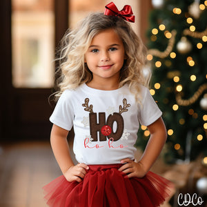 Ho Ho Ho Reindeer Faux Embroidery Sequin DTF