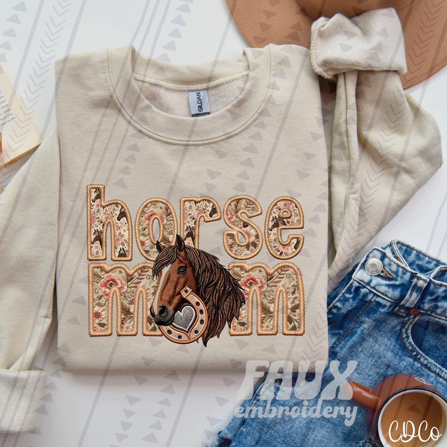 Horse Mom Faux Embroidery DTF
