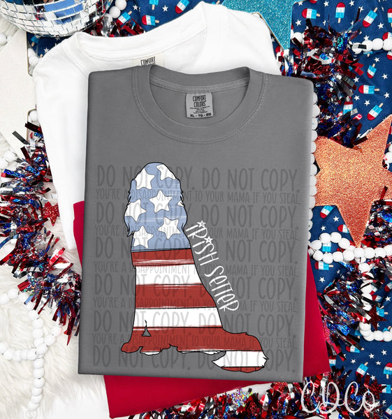 Patriotic Dog White Text 4 of 7 DTF