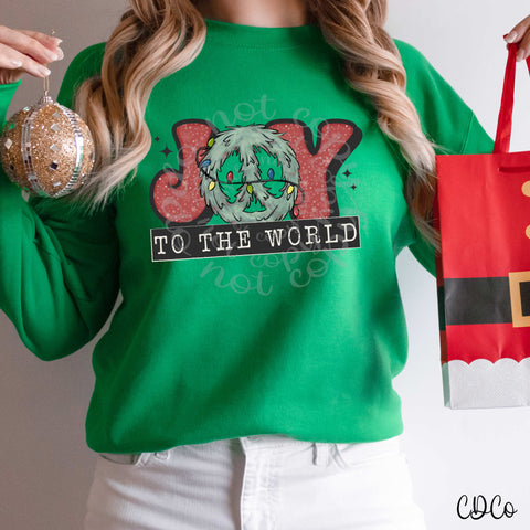 Joy to the World Wreath Peace DTF
