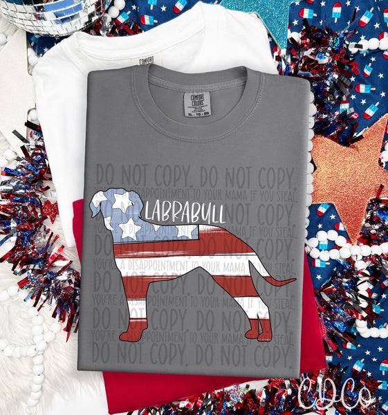 Patriotic Dog White Text 4 of 7 DTF