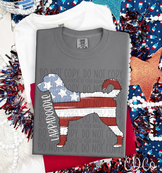 Patriotic Dog White Text 4 of 7 DTF