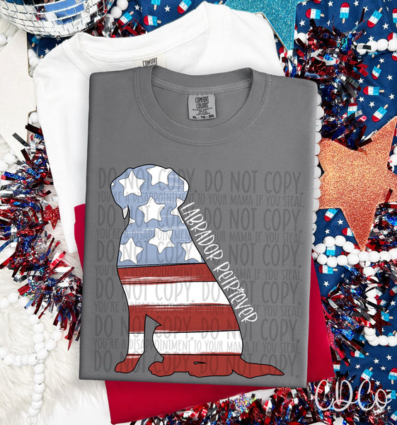 Patriotic Dog White Text 4 of 7 DTF