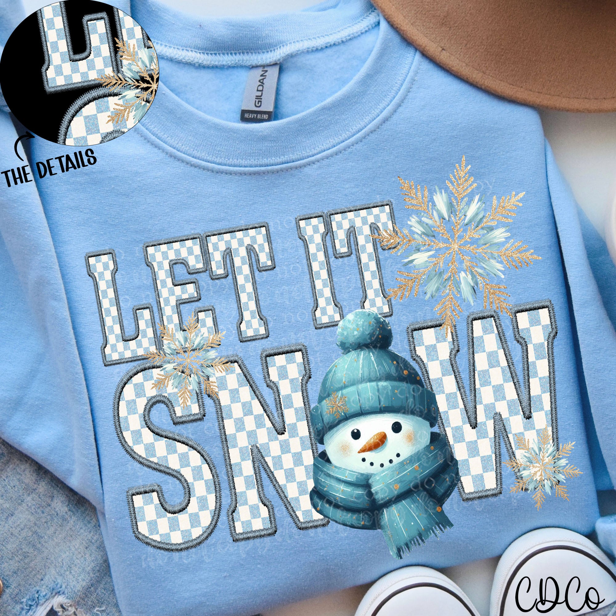 Let it Snowman Checked Faux Embroidery 2300 DTF