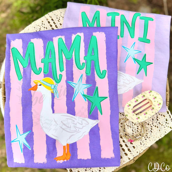 Mama or Mini Goose Striped DTF - Chase Design Co.
