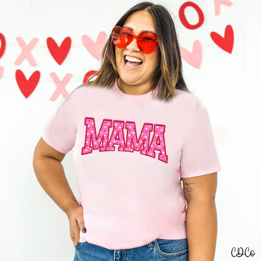 Pink Heart Faux Embroidery Mama/Mini DTF