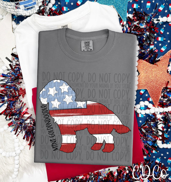 Patriotic Dog Black Text 5 of 7 DTF