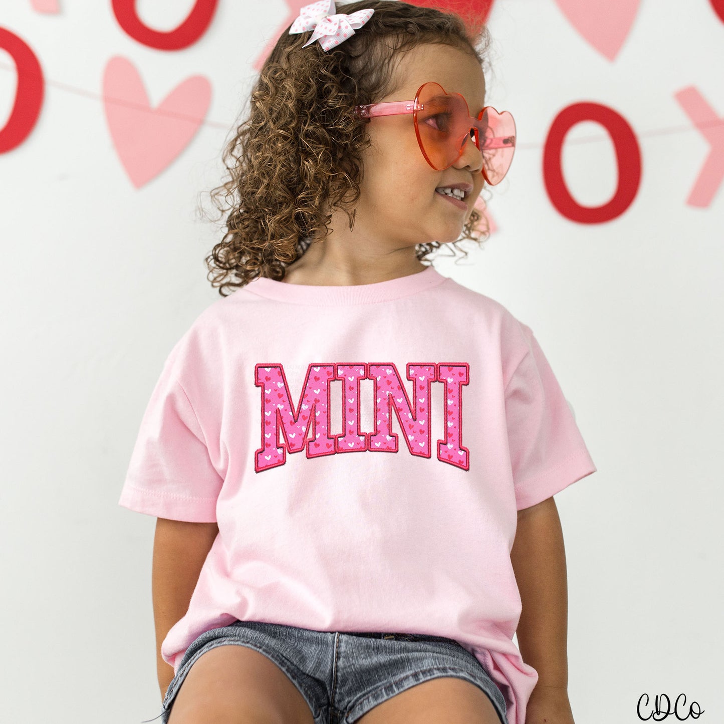 Pink Heart Faux Embroidery Mama/Mini DTF
