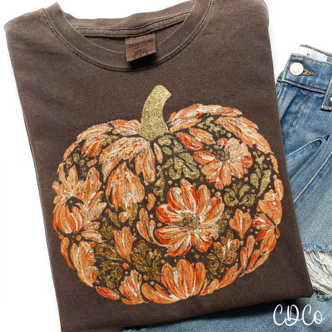Painted Floral Pumpkin 6563 DTF