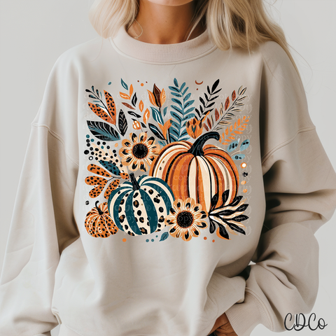 Painted Pumpkin Leopard Floral Boho 2157 DTF