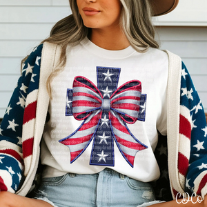 Patriotic Cross Coquette Bow Emb 6220 DTF