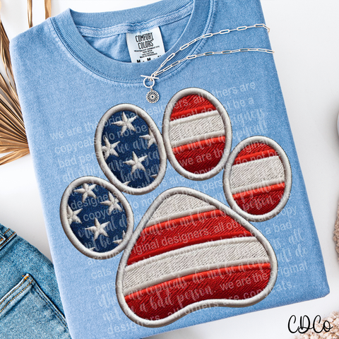 Patriotic Flag Paw Print 6209 DTF