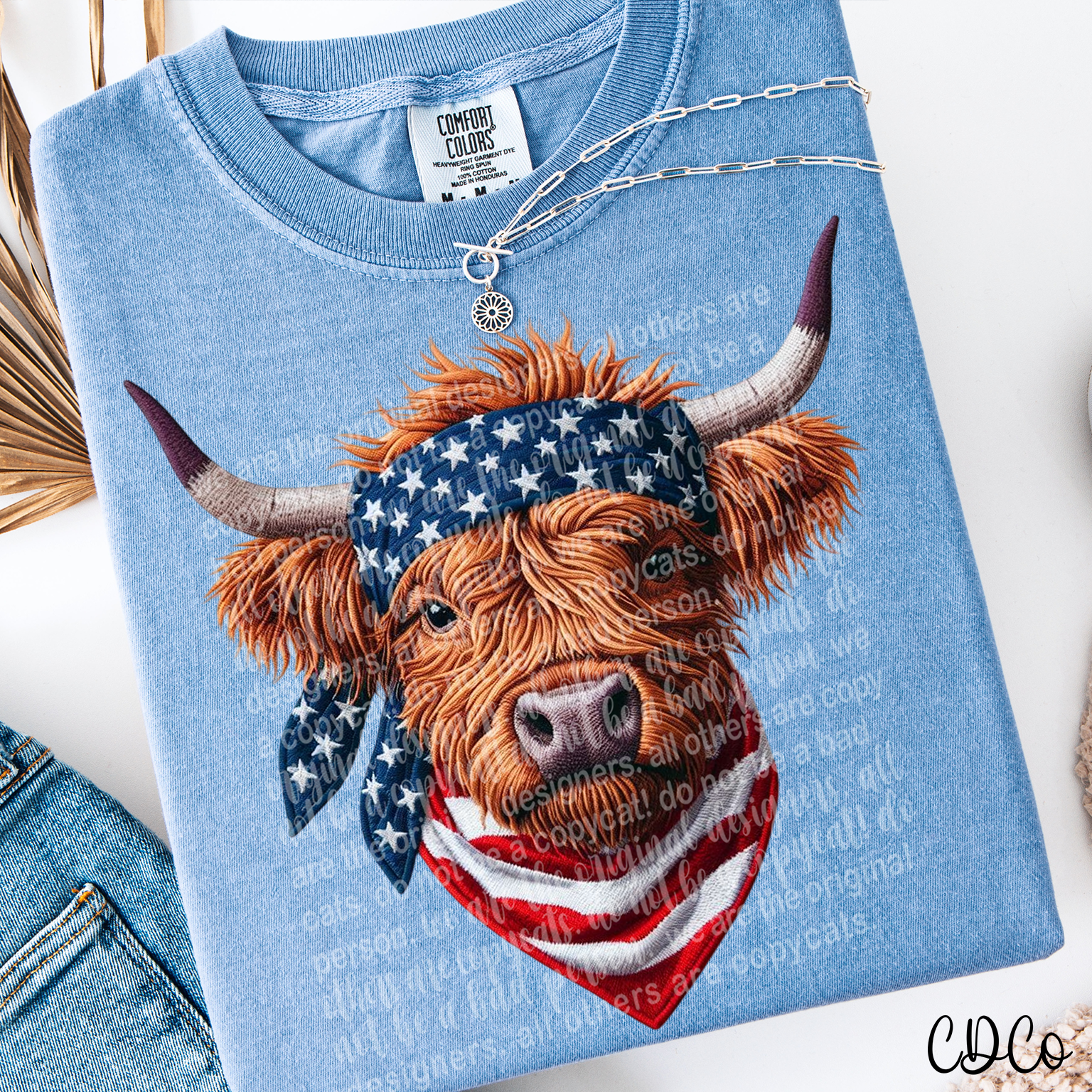 Patriotic Highland Cow 6215 DTF