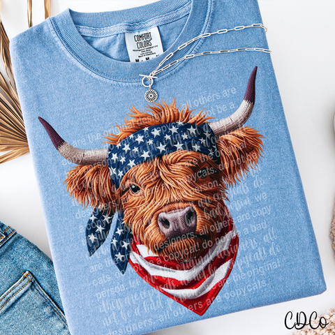 Patriotic Highland Cow 6215 DTF