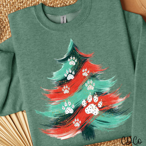 Paws Brushstroke Christmas Tree 2299 DTF