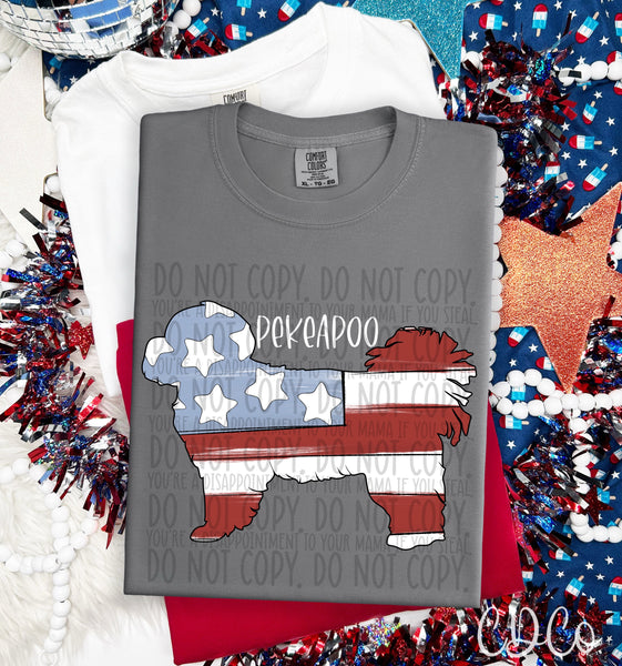 Patriotic Dog White Text 5 of 7 DTF