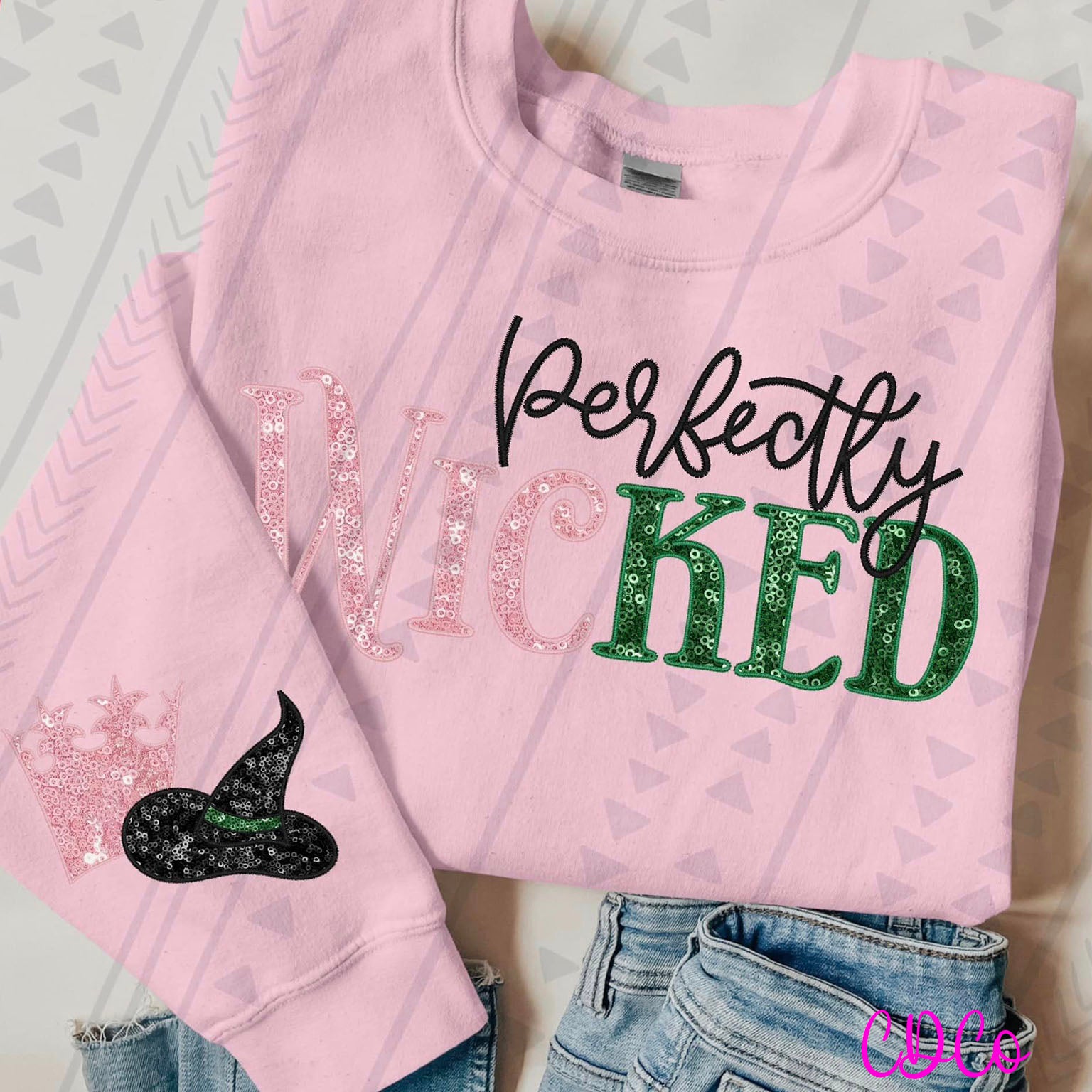 Pink Green Wicked Faux Sequin w/Sleeve 2265 DTF