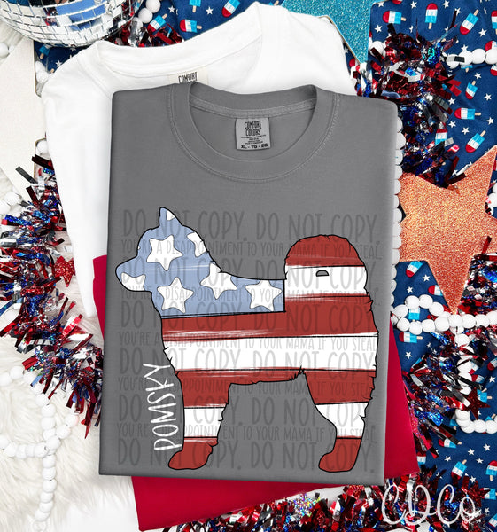 Patriotic Dog White Text 5 of 7 DTF