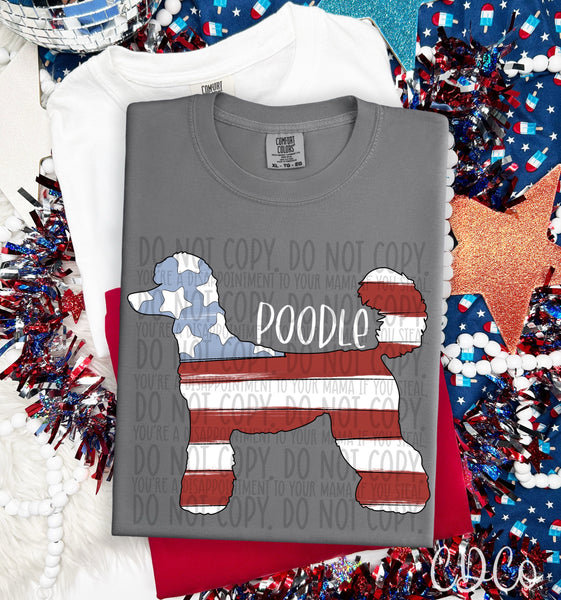 Patriotic Dog White Text 5 of 7 DTF