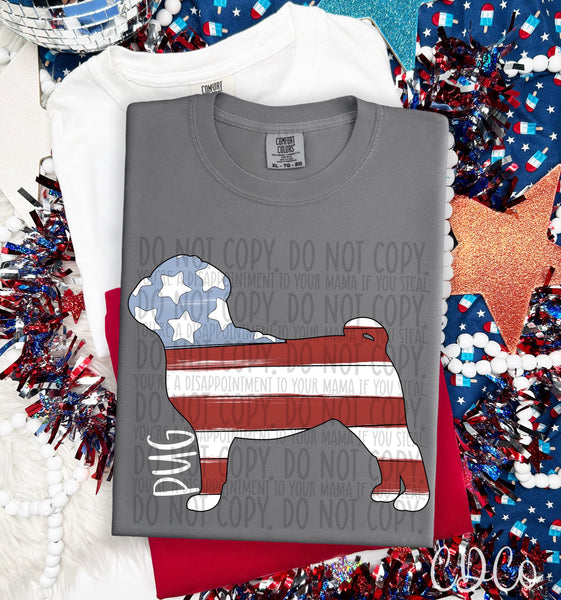Patriotic Dog White Text 5 of 7 DTF