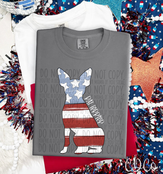 Patriotic Dog White Text 5 of 7 DTF