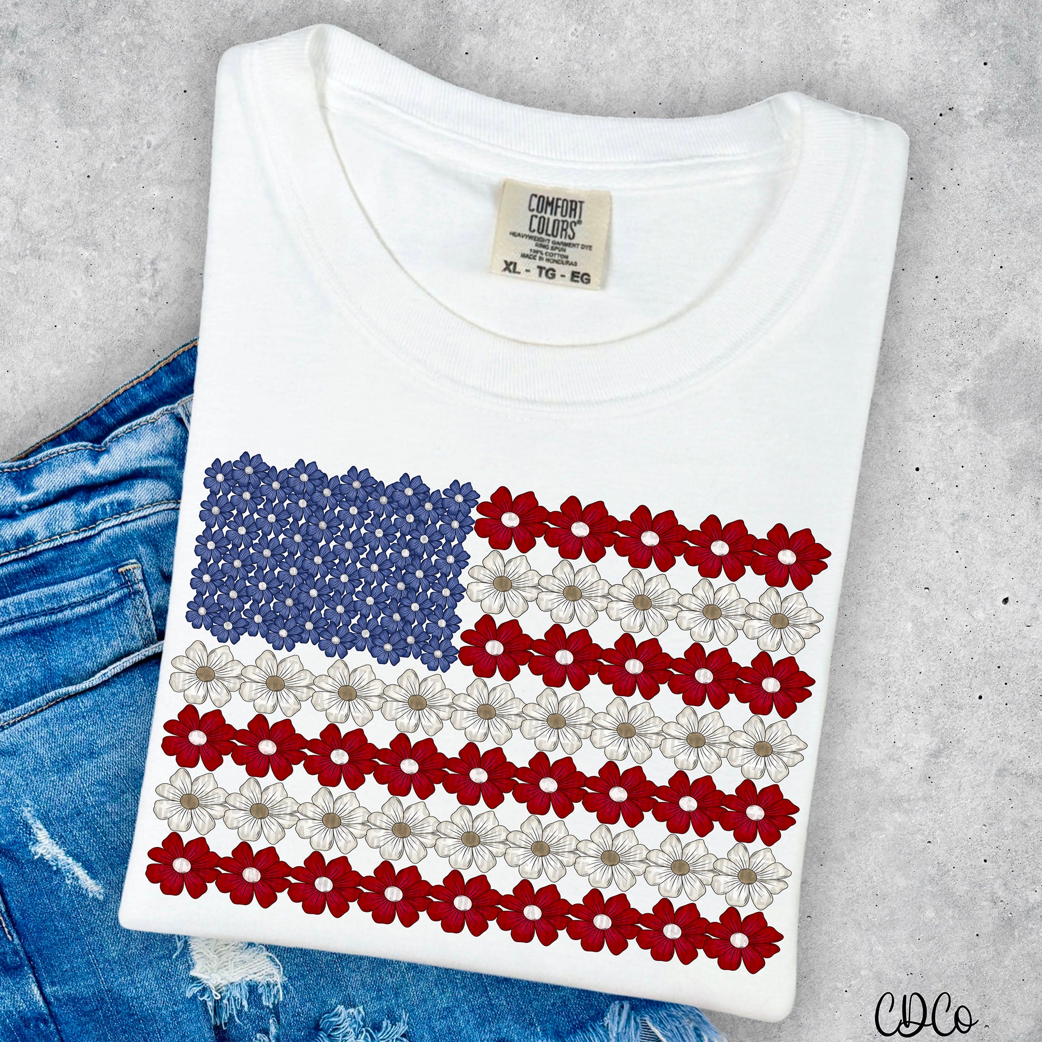 RWB Floral Flag DTF