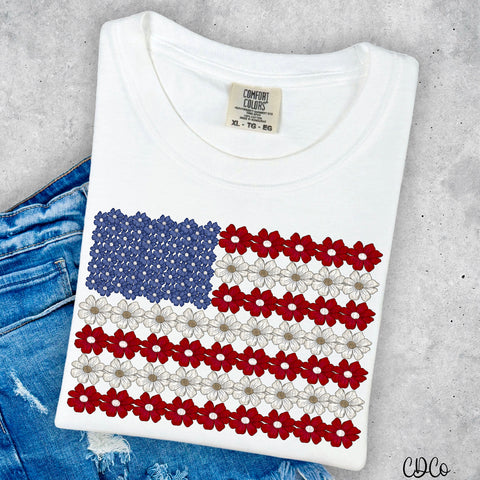 RWB Floral Flag DTF