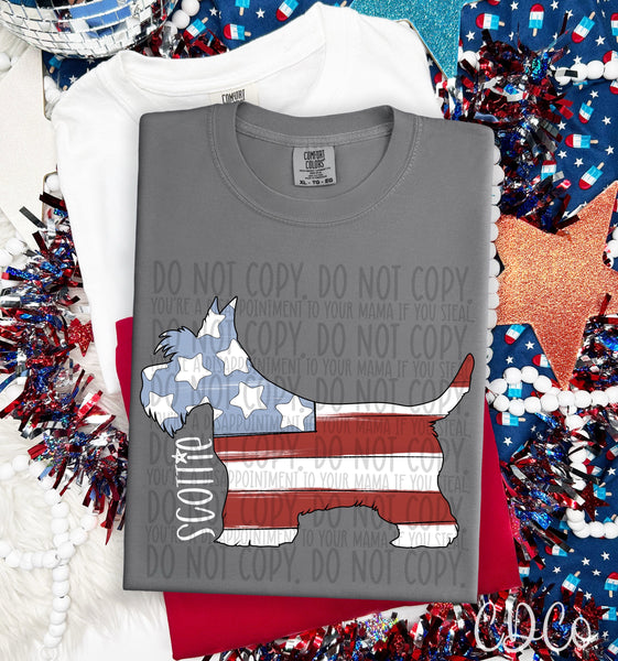 Patriotic Dog White Text 6 of 7 DTF