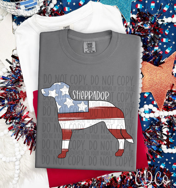 Patriotic Dog White Text 6 of 7 DTF