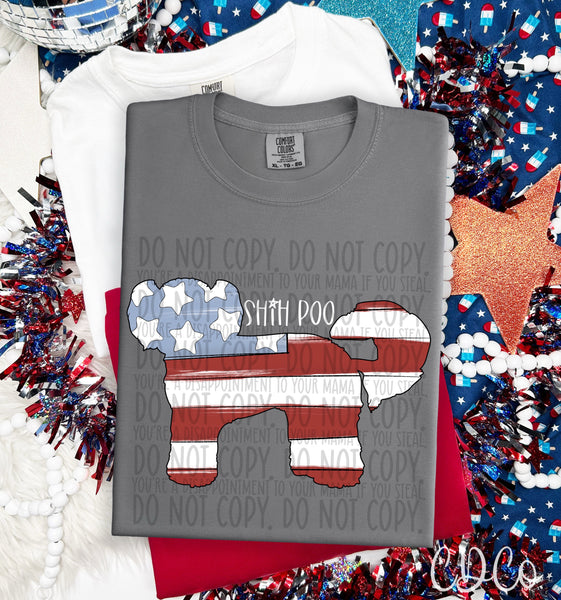 Patriotic Dog White Text 6 of 7 DTF