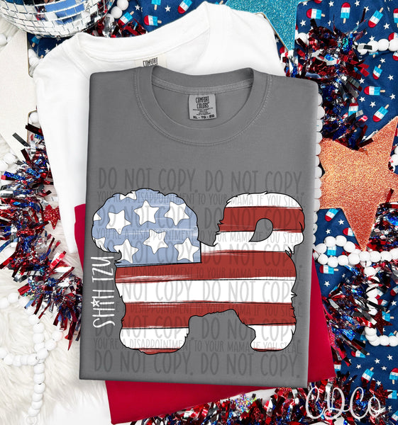 Patriotic Dog White Text 6 of 7 DTF