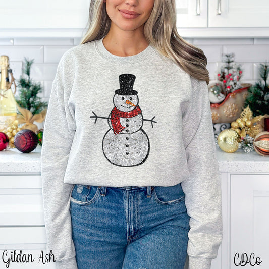 Snowman Faux Sequin Embroidery DTF