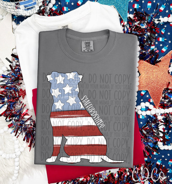 Patriotic Dog White Text 6 of 7 DTF