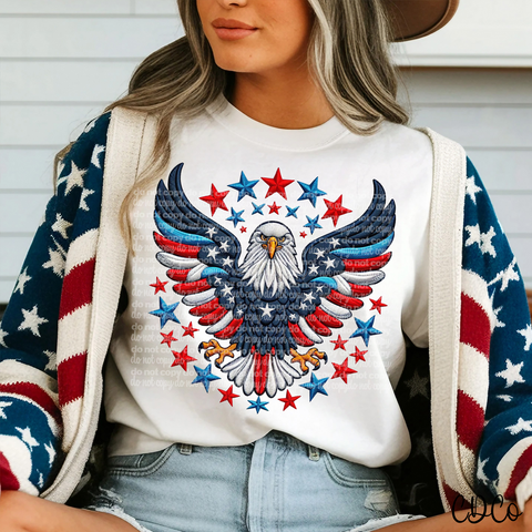 Stars Stripes Bald Eagle Emb 6211 DTF