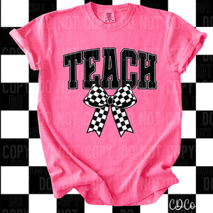 Teach Checkered Bow 3713 DTF