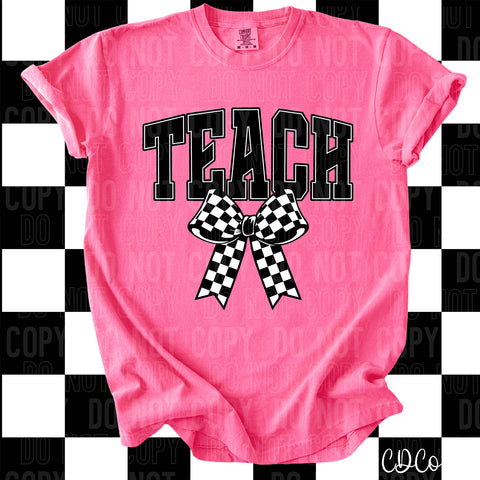 Teach Checkered Bow 3713 DTF