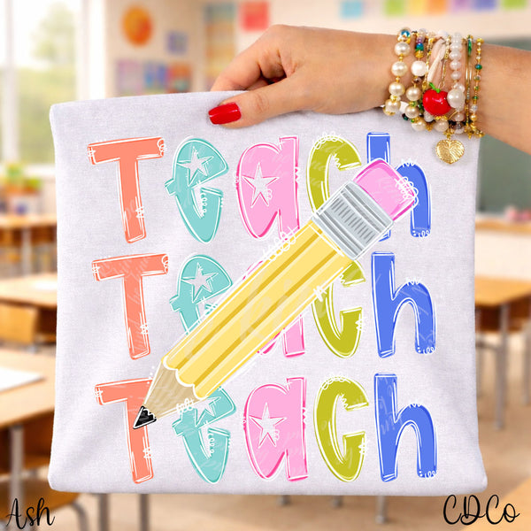 Teach Stacked w/Pencil (2 options) DTF <CAN BE PERSONALIZED UPON REQUEST>
