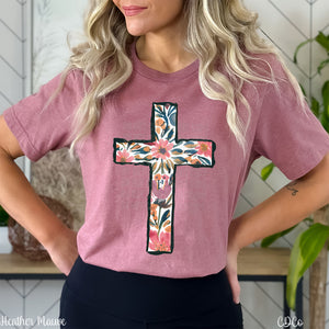 Watercolor Floral Cross DTF