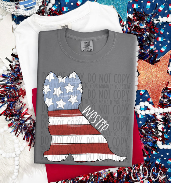 Patriotic Dog White Text 6 of 7 DTF