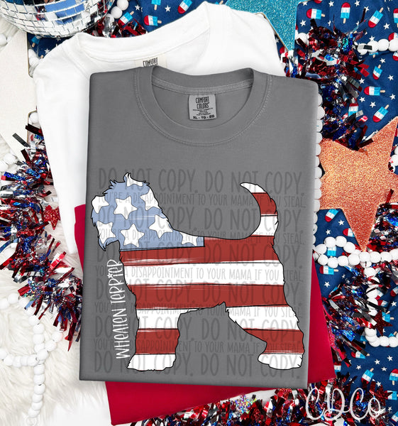 Patriotic Dog White Text 6 of 7 DTF