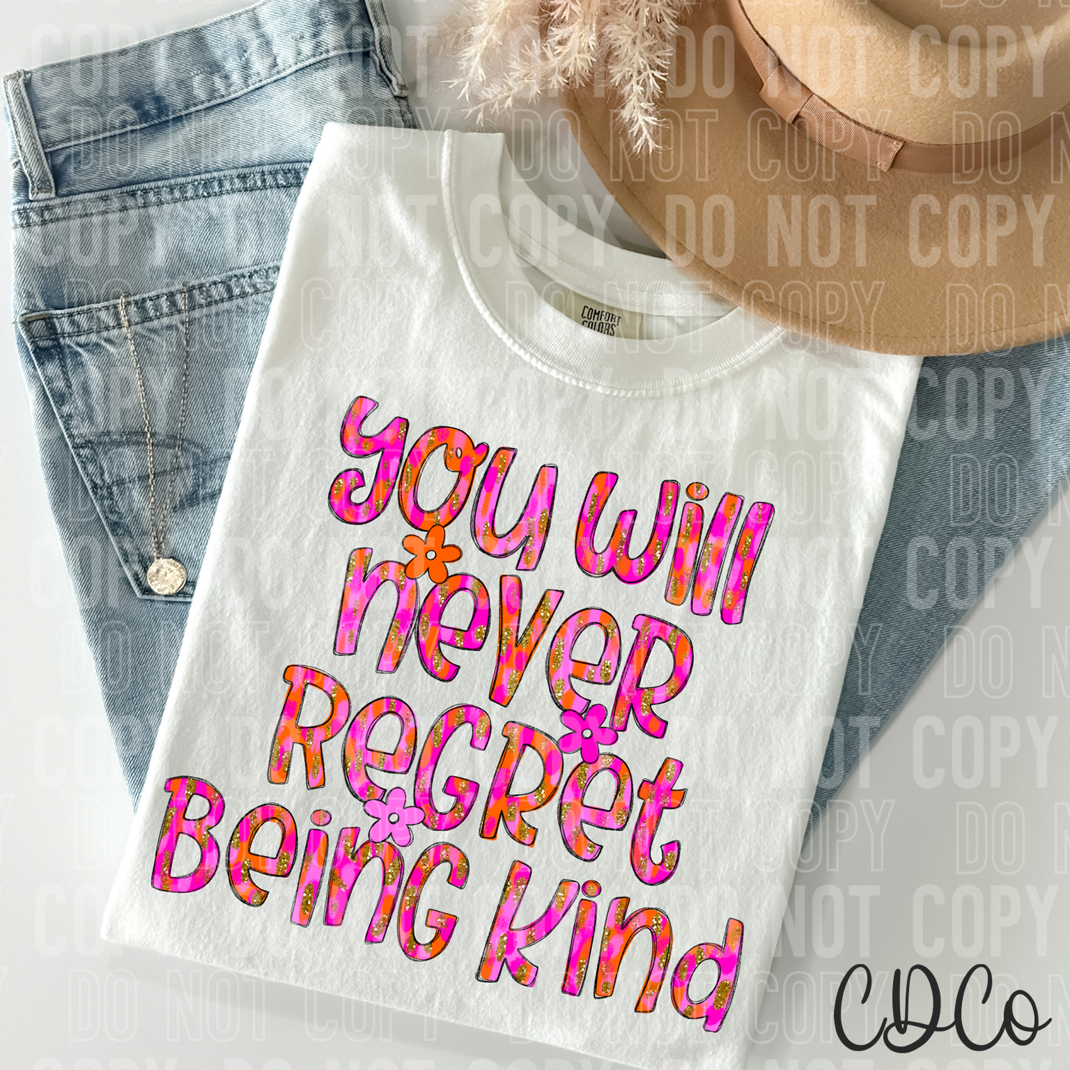 You Will Never Regret Being Kind Colorful Glitter Effect 3696 DTF