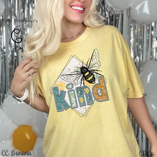 Bee Kind Faux Embroidery DTF